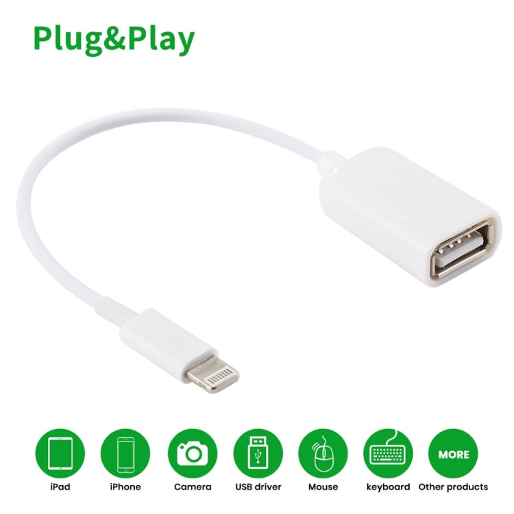 USB Female to 8pin Male OTG Adapter Cable, Support iOS 10.2 and Below, Length: 18cm(White) - Apple Accessories by buy2fix | Online Shopping UK | buy2fix