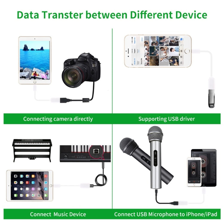 USB Female to 8pin Male OTG Adapter Cable, Support iOS 10.2 and Below, Length: 18cm(White) - Apple Accessories by buy2fix | Online Shopping UK | buy2fix