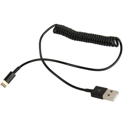 USB Sync Data / Charging Coiled Cable for iPhone, iPad(Black) by buy2fix