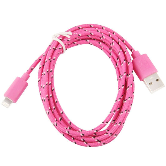 1m Nylon Netting USB Data Transfer Charging Cable For iPhone, iPad, Compatible with up to iOS 15.5(Magenta) by buy2fix