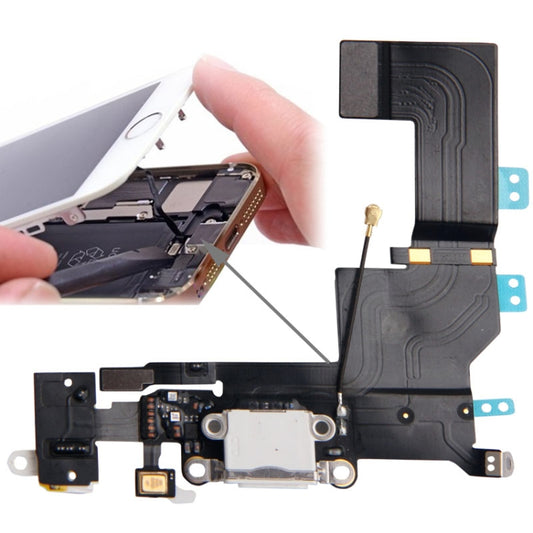 Original Version Tail Connector Charger Flex Cable + Headphone Audio Jack Ribbon Flex Cable for iPhone 5S(White) - iPhone 5 Parts by buy2fix | Online Shopping UK | buy2fix