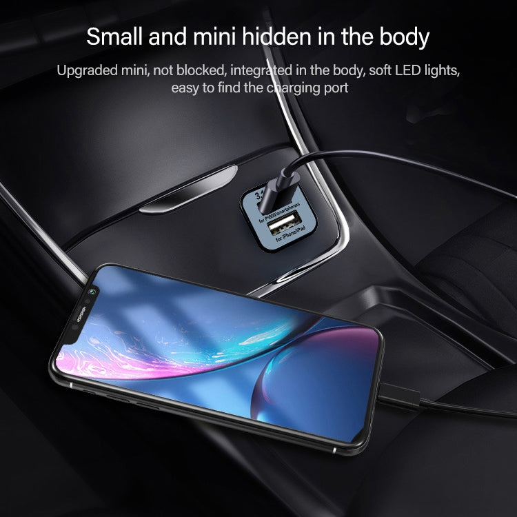 USAMS High Performance 2.1A + 1A Dual USB Port Car Charger for iPad Air 2 & Air & 4, iPhone 6 & 6 Plus & 5C & 5S & 4 & 4S, iPod touch, Galaxy Tablet / Note Series and Other Mobile Phone, Navigators(Black) by USAMS