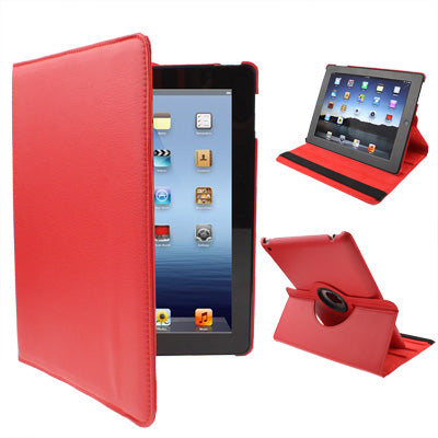 360 Degree Rotatable PU Leather Case with Sleep / Wake-up Function & Holder for New iPad (iPad 3) / iPad 2, Red(Red) - iPad 4 & 3 & 2 Cases by buy2fix | Online Shopping UK | buy2fix