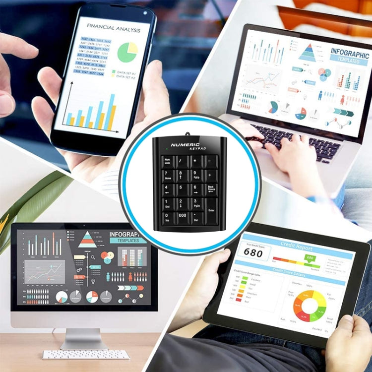 Mini USB Numeric keyboard with 19 keys(Black) by buy2fix