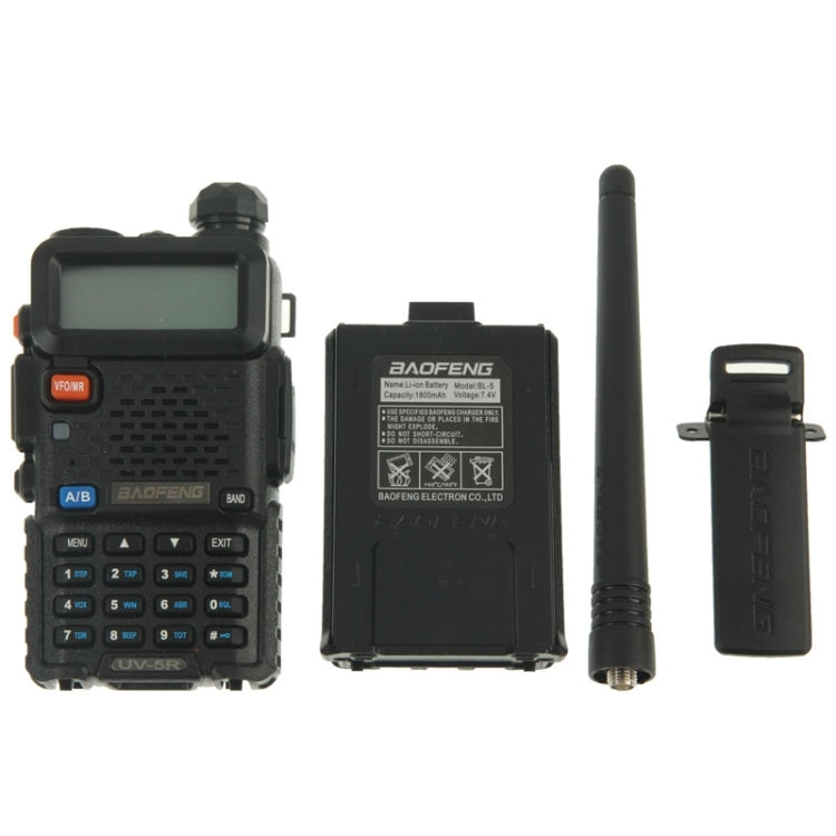 BAOFENG UV-5R Professional Dual Band Transceiver FM Two Way Radio Walkie Talkie Transmitter(Black) - Handheld Walkie Talkie by BAOFENG | Online Shopping UK | buy2fix