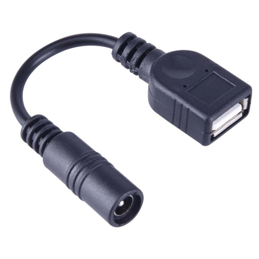 5.5 x 2.1mm DC Female to USB AF DC Female Power Connector Cable for Laptop Adapter, Length: 15cm(Black) - Universal Power Adapter by buy2fix | Online Shopping UK | buy2fix