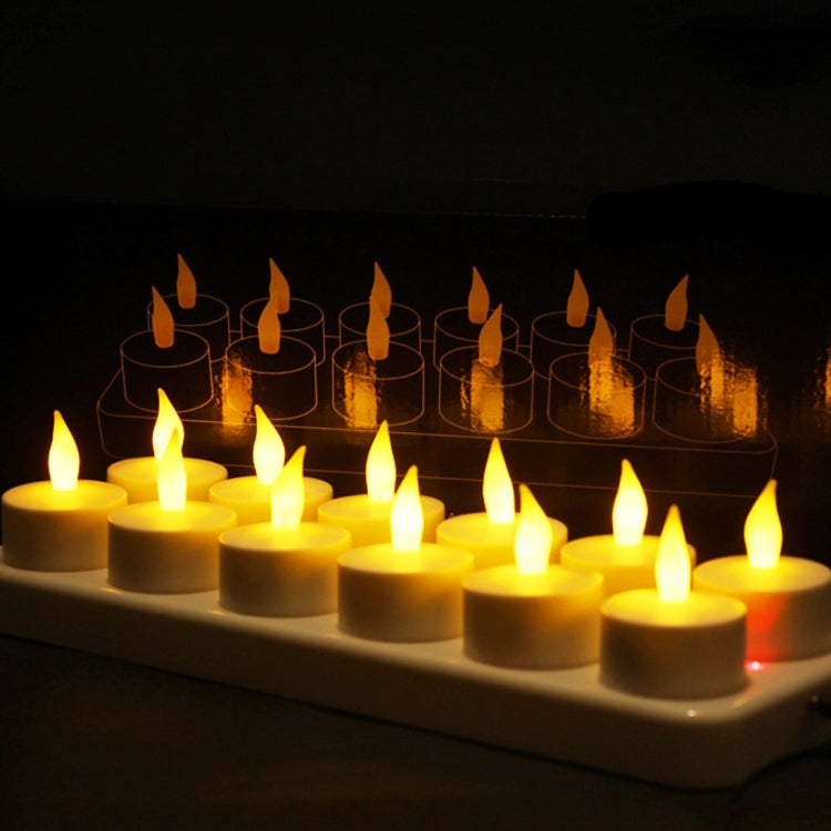 12 PCS Flameless LED Tealight Flicker Candle Light, Rechargeable Home Decoration Light with Charging Board - Holiday Lights by buy2fix | Online Shopping UK | buy2fix