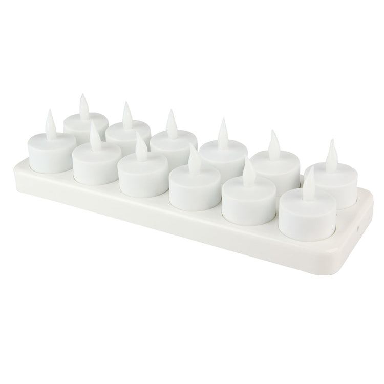 12 PCS Flameless LED Tealight Flicker Candle Light, Rechargeable Home Decoration Light with Charging Board - Holiday Lights by buy2fix | Online Shopping UK | buy2fix