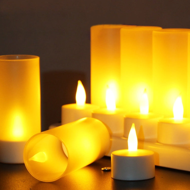 12 PCS Flameless LED Tealight Flicker Candle Light, Rechargeable Home Decoration Light with Charging Board - Holiday Lights by buy2fix | Online Shopping UK | buy2fix