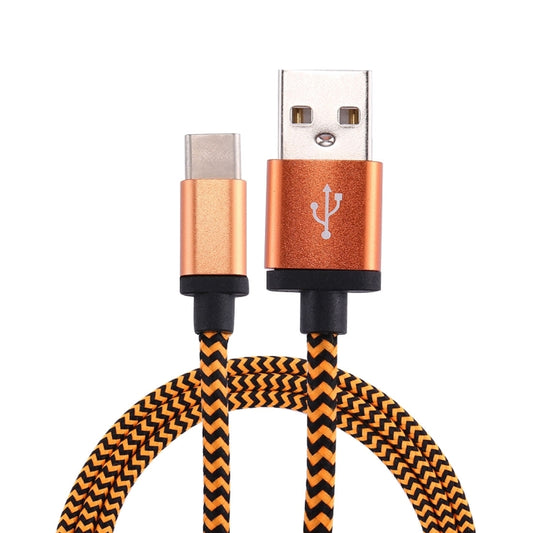 1m Woven Style USB-C / Type-C 3.1 to USB 2.0 Data Sync Charge Cable(Orange) by buy2fix