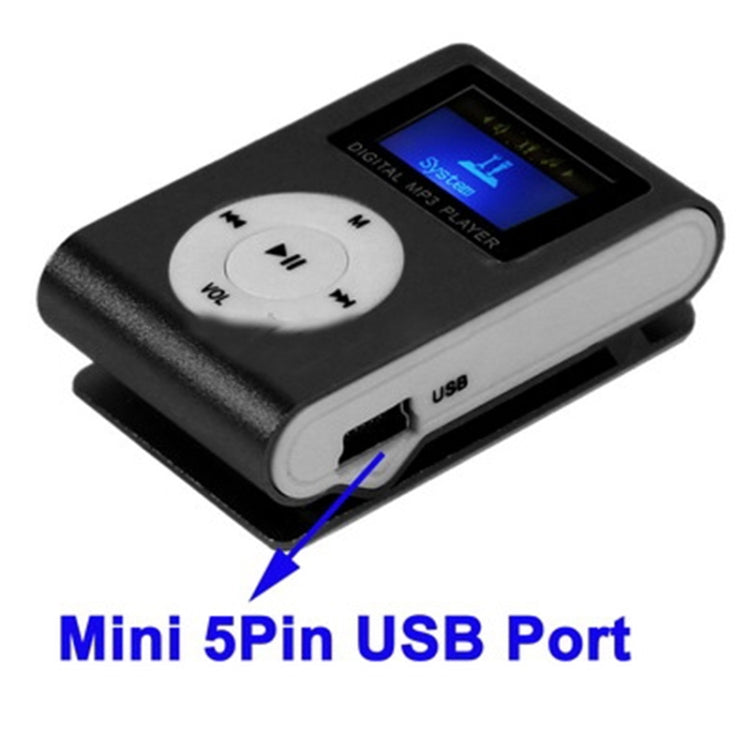 TF / Micro SD Card Slot MP3 Player with LCD Screen, Metal Clip(Black) - MP3 Player by buy2fix | Online Shopping UK | buy2fix