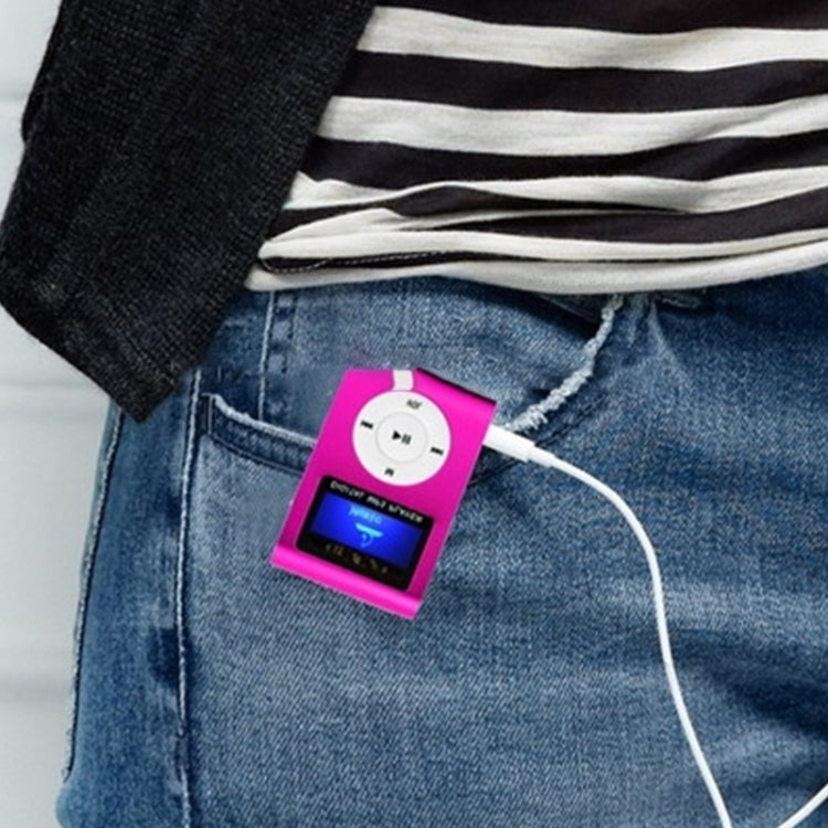 TF / Micro SD Card Slot MP3 Player with LCD Screen, Metal Clip(Magenta) - MP3 Player by buy2fix | Online Shopping UK | buy2fix
