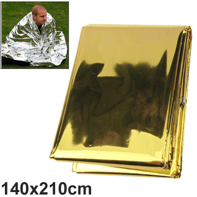 Compact Lightweight Aluminized Windproof Waterproof Emergency Blanket Body Wrap Survival Sheet for Outdoor 140 x 210cm by buy2fix