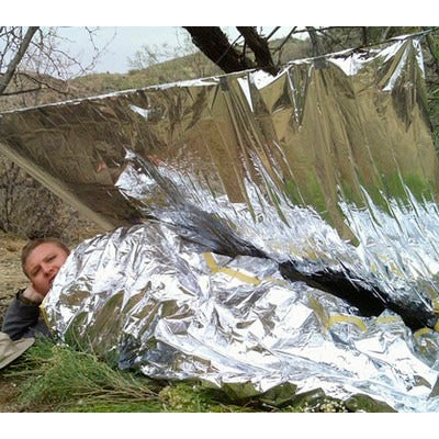 Compact Lightweight Aluminized Windproof Waterproof Emergency Blanket Body Wrap Survival Sheet for Outdoor 140 x 210cm by buy2fix