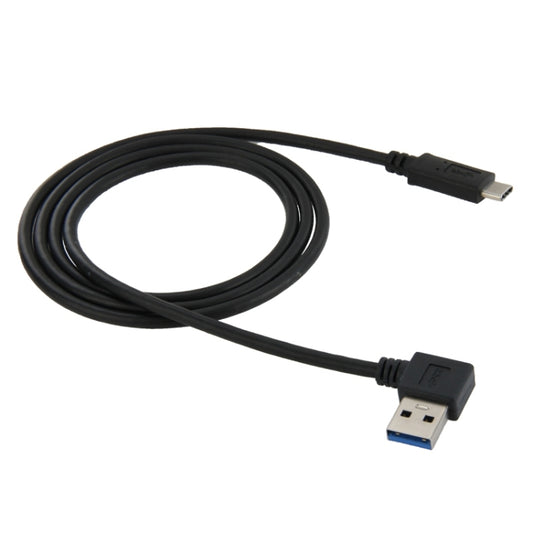 1m USB-C / Type-C 3.1 Male to USB 3.0 90 Degree Left Turn Adapter Cable(Black) by buy2fix