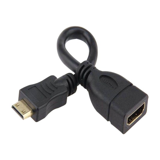 16cm Gold Plated Mini HDMI Male to HDMI 19 Pin Female Cable(Black) by buy2fix