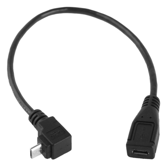 90 Degree Micro USB Male to Micro USB Female Adapter Cable, Length: 25cm(Black) by buy2fix