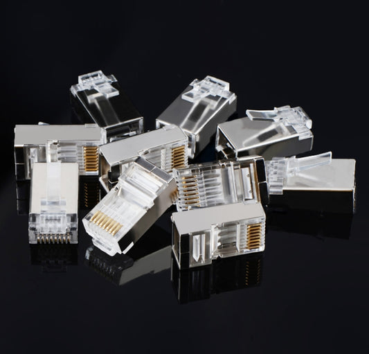 High Quality RJ45 Shielded Plug Cat5 8P8C Lan Connector Network (100 pcs in one packaging , the price is for 100 pcs)(Silver) by buy2fix