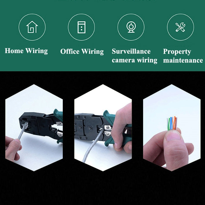 Multi Tool RJ45 RJ12 RJ11 Wire Cable Crimper Crimp PC Network Hand Tools(Green) by buy2fix