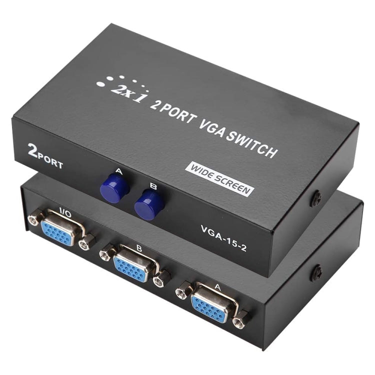 2 Port VGA Switch Box, 2 In 1 Out For LCD PC TV Monitor - HD15 (FJ-15-2C)(Black) - VGA Converter by buy2fix | Online Shopping UK | buy2fix