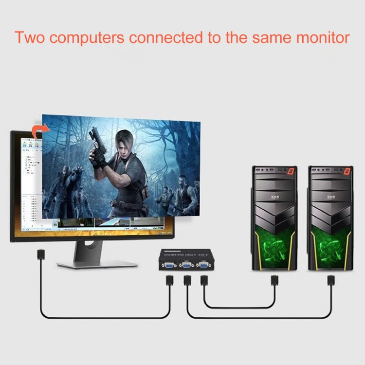 2 Port VGA Switch Box, 2 In 1 Out For LCD PC TV Monitor - HD15 (FJ-15-2C)(Black) - VGA Converter by buy2fix | Online Shopping UK | buy2fix