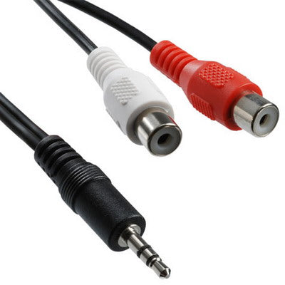 2 RCA Female to 3.5 MM Male Jack Audio Y Cable, Length: 20cm by buy2fix