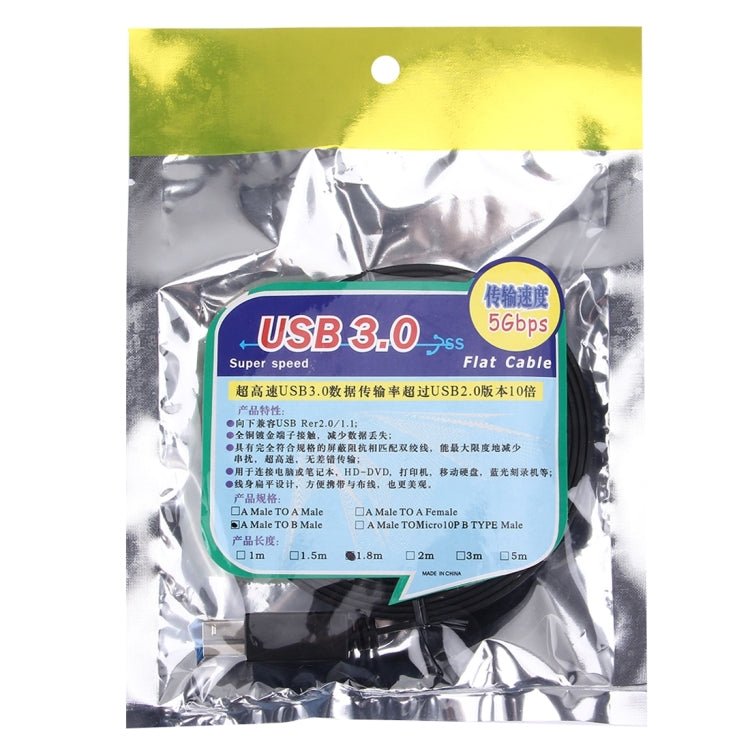 USB 3.0 AM to BM Cable, length: 1.8m(Black) by buy2fix