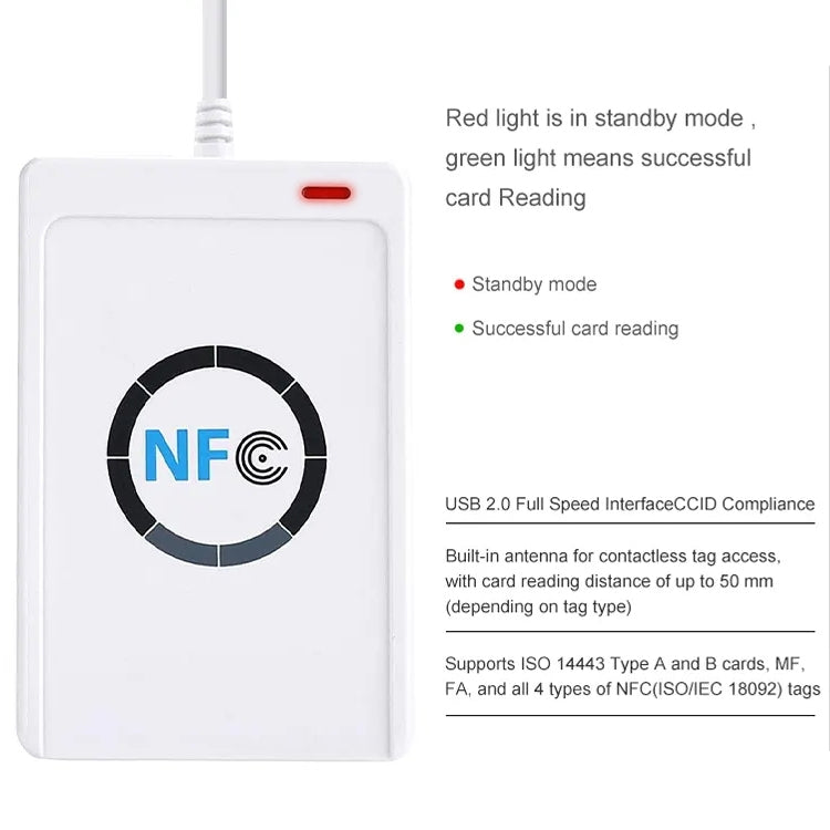 ACR122 NFC RFID USB Noncontact Smart Card Reader, Read Write Speed up to 212Kbps/242Kbps - by buy2fix | Online Shopping UK | buy2fix