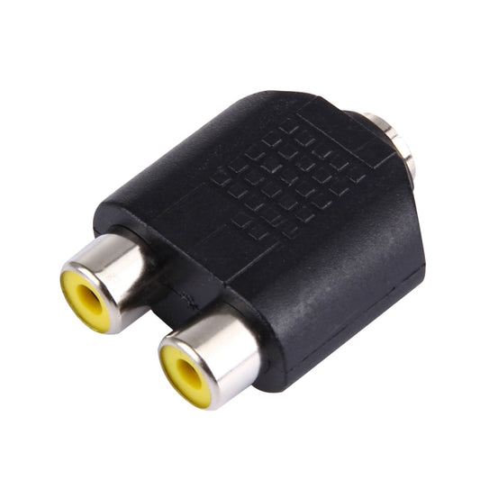 3.5mm Female to 2 RCA Female Adapter(Black) by buy2fix