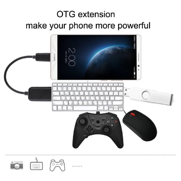 High Quality USB 2.0 AF to Micro USB 5 Pin Male Adapter Cable with OTG Function, Length: 15cm(Black) by buy2fix