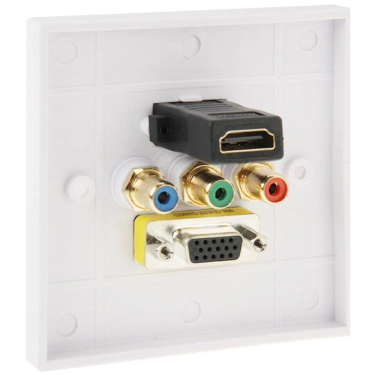 HDMI Female Plug + 3 RCA Female Plugs + VGA Female Plug Wall Plate Panel - Consumer Electronics by buy2fix | Online Shopping UK | buy2fix