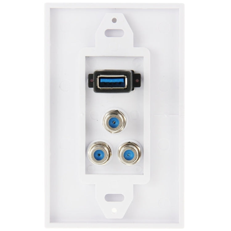 USB 3.0 Female Plug + 3 F Female Plugs Wall Plate Panel - by buy2fix | Online Shopping UK | buy2fix