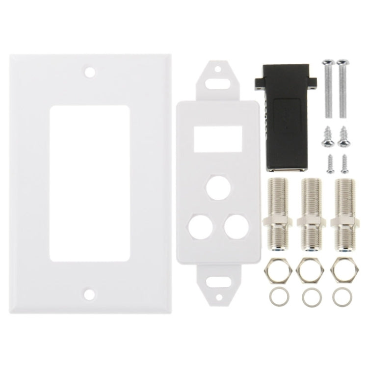 USB 3.0 Female Plug + 3 F Female Plugs Wall Plate Panel - by buy2fix | Online Shopping UK | buy2fix