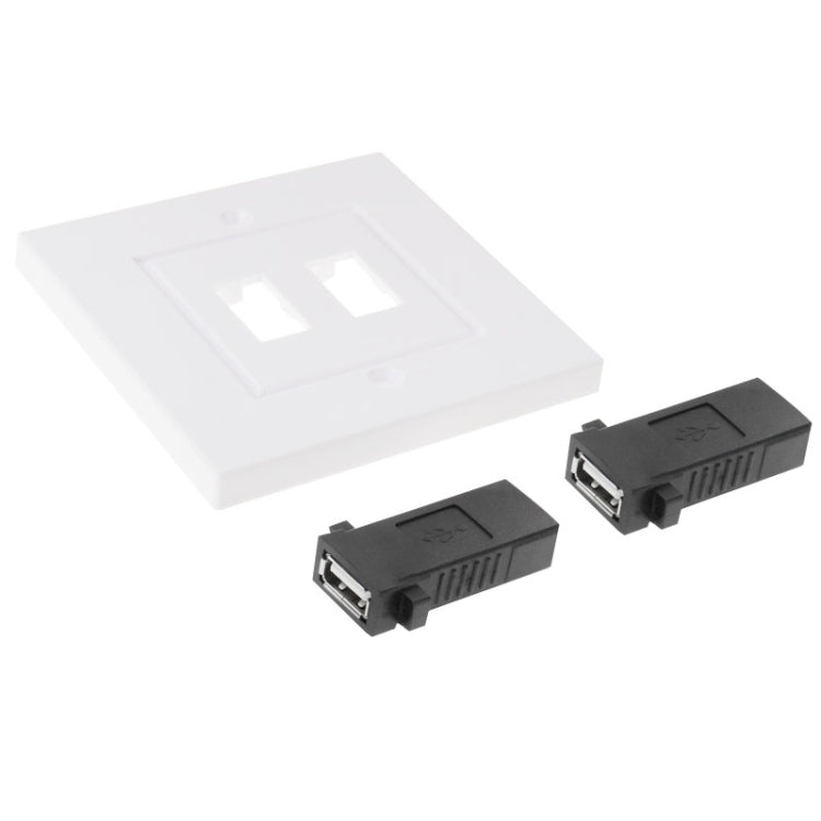Dual USB 2.0 Female Plugs Home Wall Charger Plate Wall Plate Panel - Consumer Electronics by buy2fix | Online Shopping UK | buy2fix
