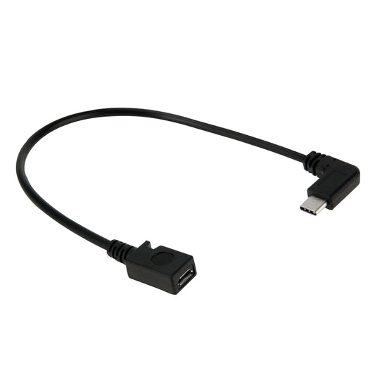 High Speed Micro USB Female to 90 Degrees Elbow USB-C / Type-C 3.0 Male Data Sync Cable Adapter, Length: 27.5 cm by buy2fix