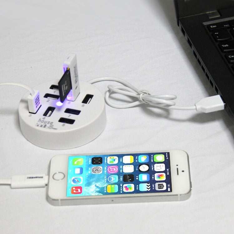 High Speed 8 Ports USB 2.0 Portable Round Hub, Length: 60cmRound Circular 8 Ports USB 2.0 Hub Multi-port Splitter Expansion Adapter for Laptop Notebook PC, Support 1TB Mobile HDD(Black) by buy2fix