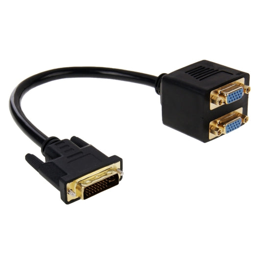 30cm DVI 24+5 Pin Male to 2 VGA Female Splitter Cable(Black) by buy2fix