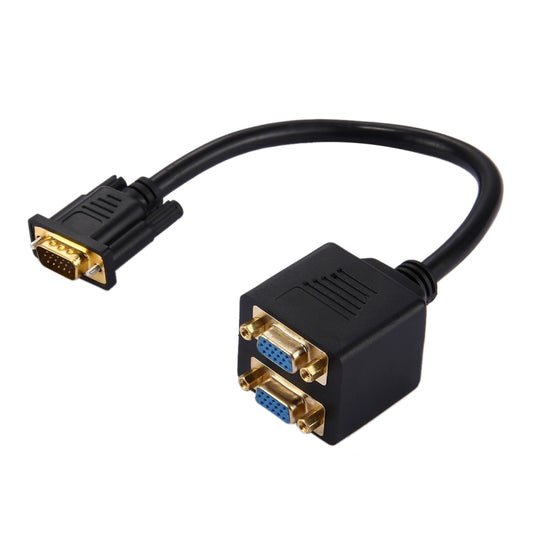 30cm VGA Male to 2 VGA Female Splitter Cable(Black) - Cable by buy2fix | Online Shopping UK | buy2fix
