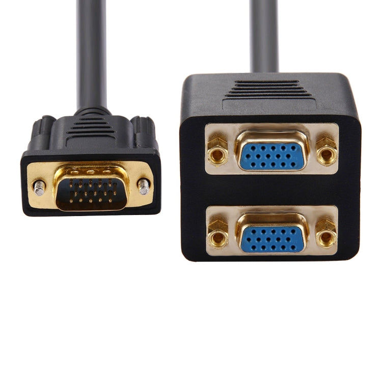 30cm VGA Male to 2 VGA Female Splitter Cable(Black) - Cable by buy2fix | Online Shopping UK | buy2fix