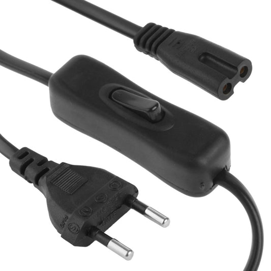 2 Prong Style EU Plug AC Power Cord with 304 Switch, Length: 1.5m(Black) by buy2fix