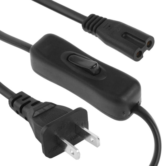 2 Prong Style US Plug AC Power Cord with 304 Switch, Length: 1.5m(Black) by buy2fix