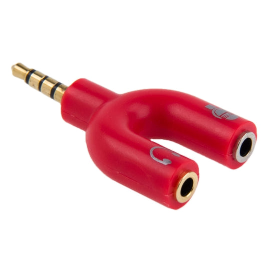 3.5mm Stereo Male to 3.5mm Headphone & Mic Female Splitter Adapter(Red) - Splitter Adapter by buy2fix | Online Shopping UK | buy2fix