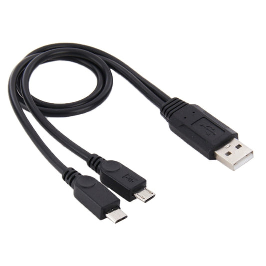 USB 2.0 Male to 2 Micro USB Male Cable, Length: About 30cm - USB Cable by buy2fix | Online Shopping UK | buy2fix