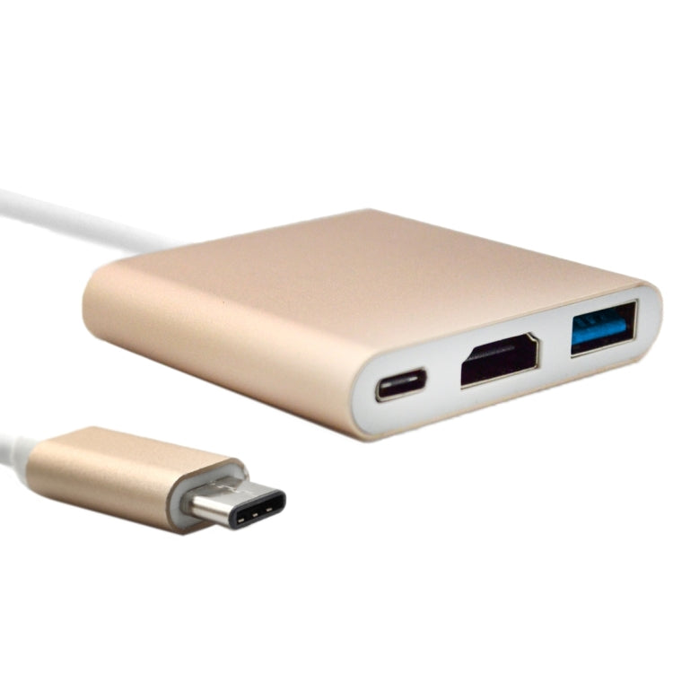 3 in 1 USB Type C to HDMI Adapter Cable, For MacBook 12 inch 2015 Version, Google Chromebook Pixel 2015 Version, Nokia N1 Tablet PC(Gold) by buy2fix