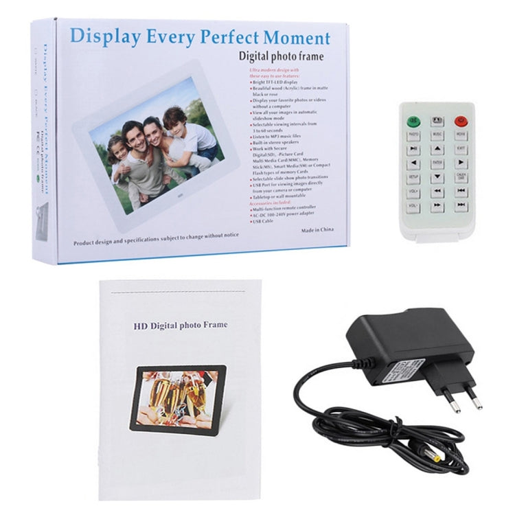 10.1 inch HD Wide Screen Digital Photo Frame with Holder & Remote Control, Allwinner E200, Alarm Clock / MP3 / MP4 / Movie Player(White) - 11 inch Below by buy2fix | Online Shopping UK | buy2fix