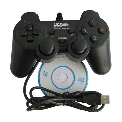 Double Shock PC USB Single Gamepad(Black) by buy2fix