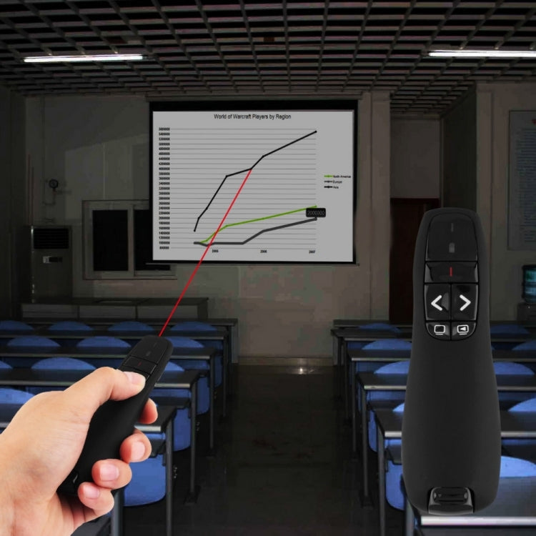 Multimedia Presenter with Laser Pointer & USB Receiver for Projector / PC / Laptop, Control Distance: 15m (R400)(Black) - by buy2fix | Online Shopping UK | buy2fix