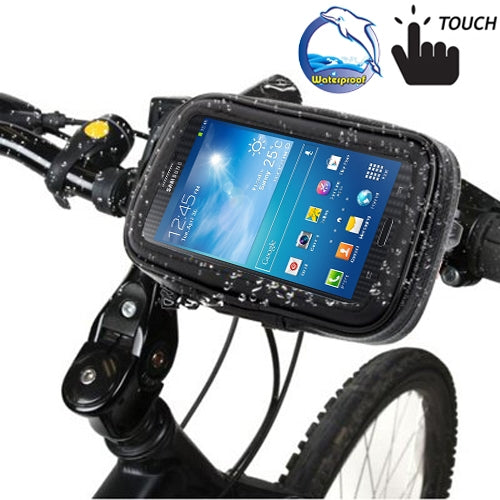 Bicycle Handlebar Mount Holder Waterproof / Sand-proof / Snow-proof / Dirt-proof Zipper Touch Bag, Suitable for Galaxy Note III / N9000 & Mega 6.3 / i9200(Black) by buy2fix