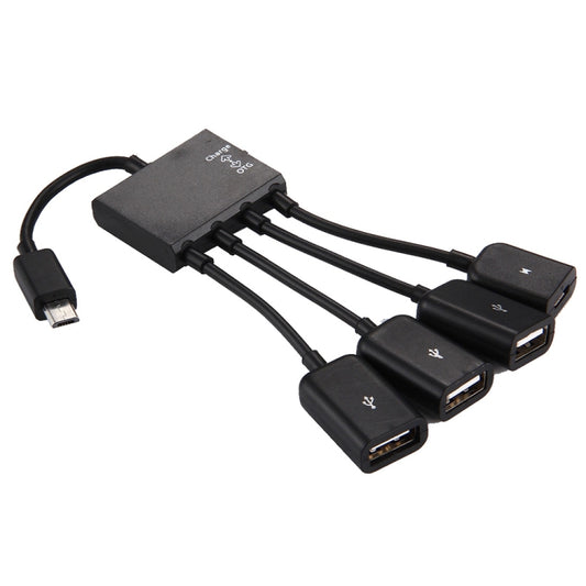 18cm 4 Ports Micro USB OTG Charge HUB Cable, For Samsung / Huawei / Xiaomi / Meizu / LG / HTC and Other Smartphones(Black) by buy2fix