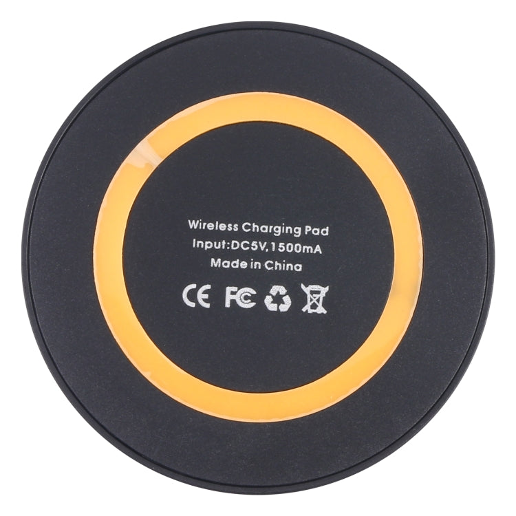 Universal QI Standard Round Wireless Charging Pad (Black + Orange) - Wireless Charger by buy2fix | Online Shopping UK | buy2fix